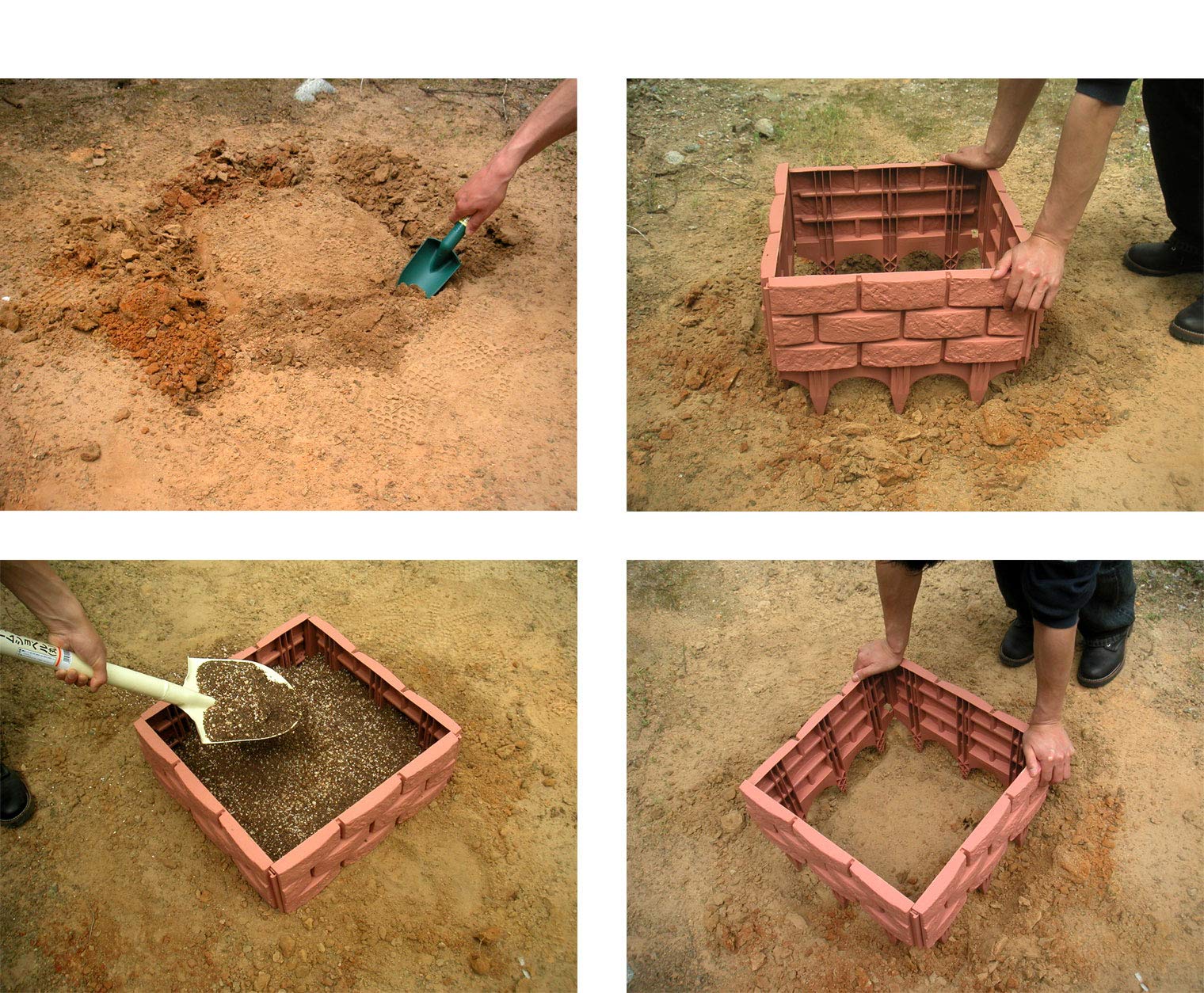 Amazon | リッチェル 土留めレンガ調 45型 ブラウン 4個組セット