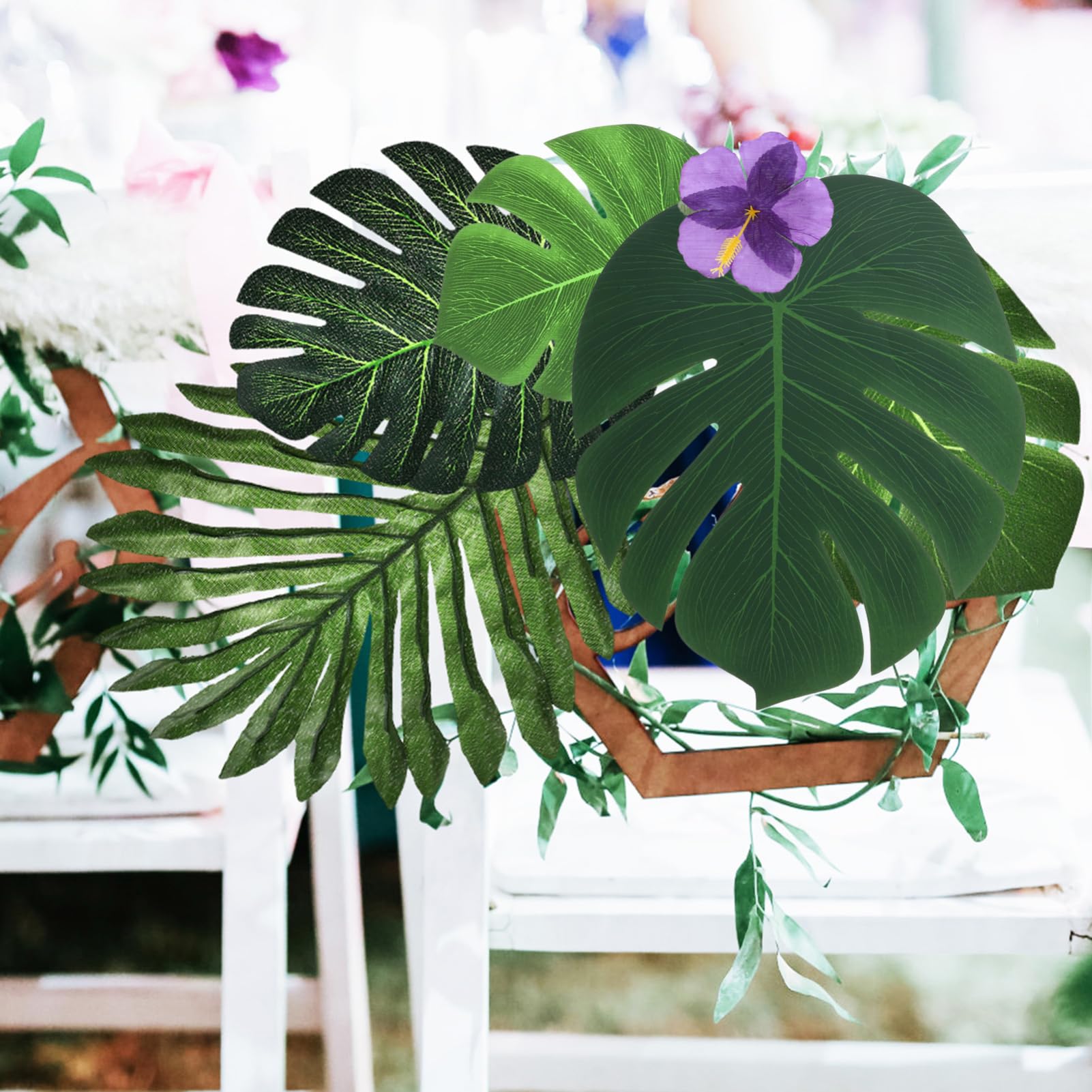 Set Decorazioni Tavolo Hawaiano Foglia Monstera Artificiale | Atmosfera Estiva, Poliestere, Mix And Match per Family Gatherings e Dining Table