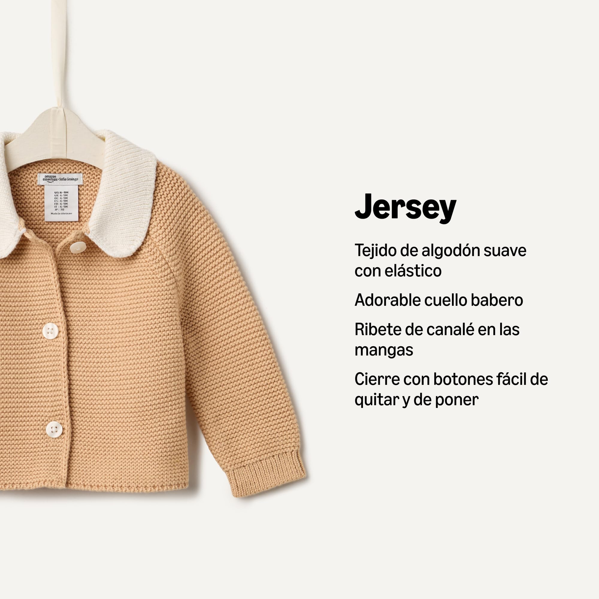 Amazon Essentials x Sofia Grainge Chaqueta de Punto con Cuello Peter Pan Unisex Bebé y Niños Pequeños