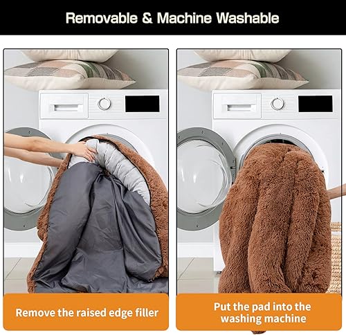 Miniatura 5 de Auemtyn Cama calmante para perros, cama para perros grandes, teñido anudado, esponjosa, antideslizante, de 41 x 37 x 6 pulgadas, protector de sofá