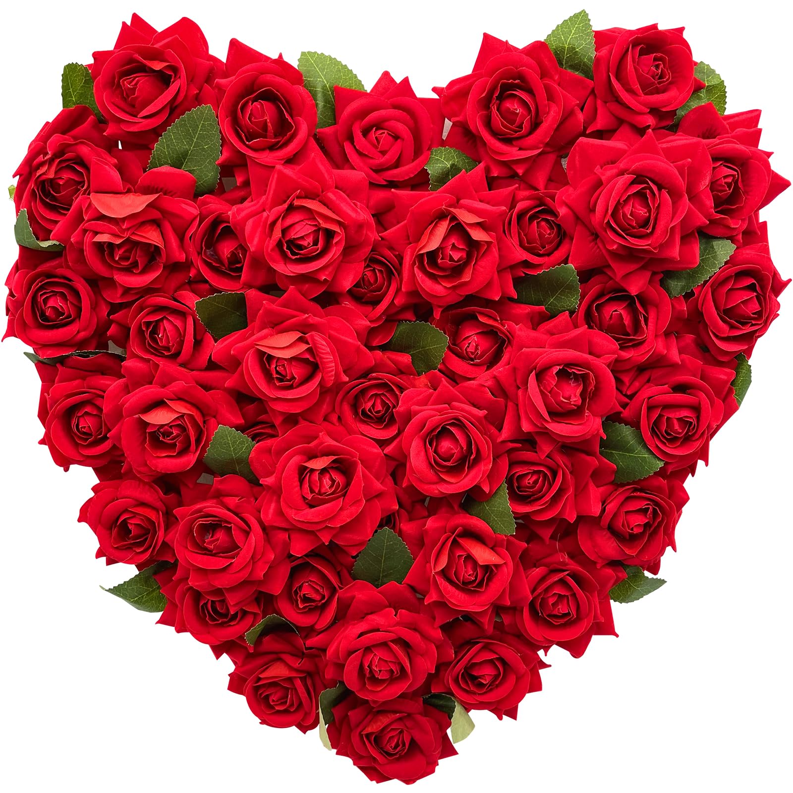 Heart Shaped Wreath Red Rose Heart Wreaths Valentines Day Heart Wreath with Red Bow Valentines Front Door Decor Farmhouse Valentine's Day Decorations (Red&White)-SIMILAR TO LOT PHOTO 