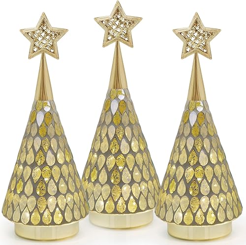 Miniatura 9 de Juego de 2 lámparas decorativas de mesa, lámpara de árbol de cristal rojo, funciona con pilas, luz nocturna inalámbrica para área sin enchufe,