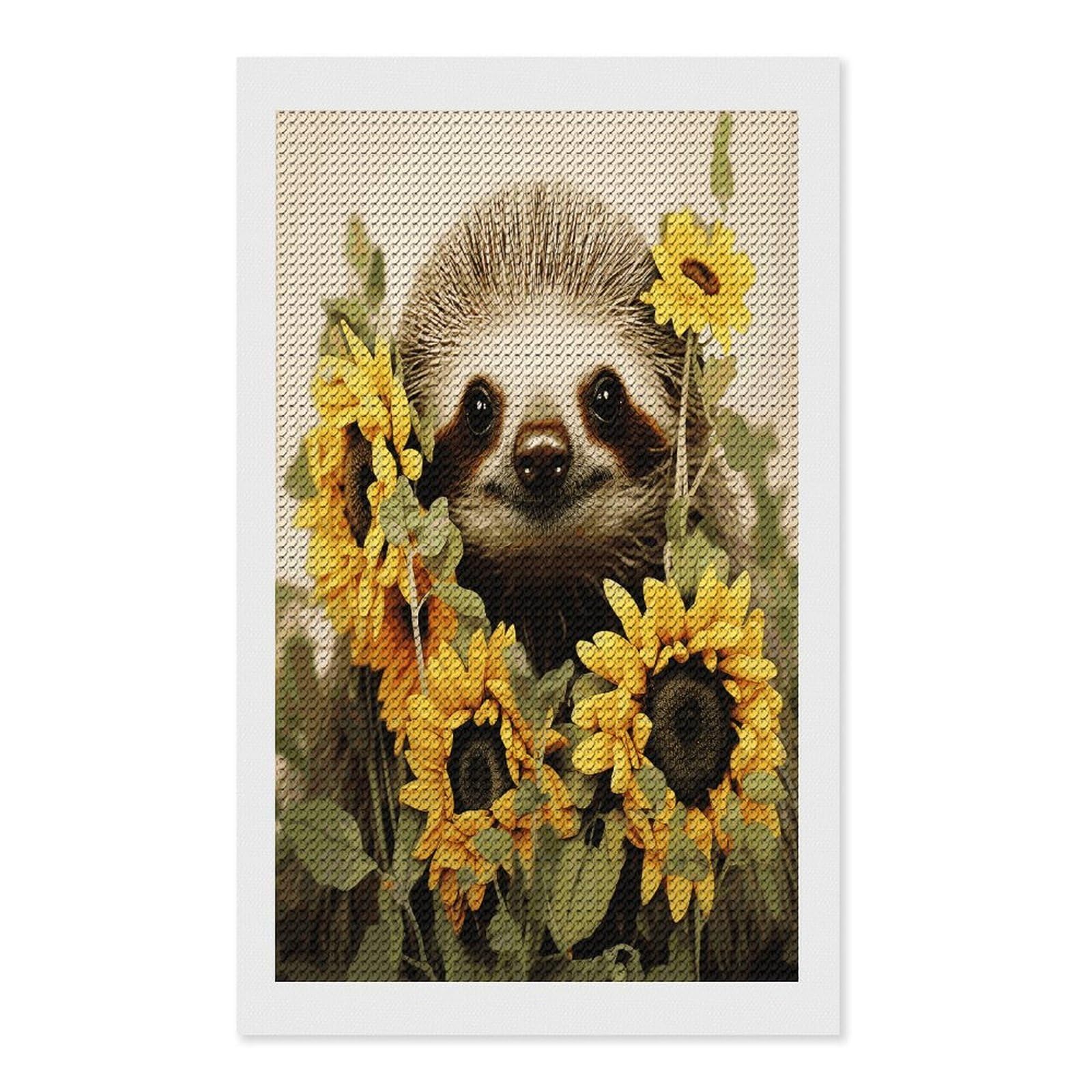 Sloth Sunflower Diamond Art Kits for Adult Round Full Drill Diamond Dots Paintings for Beginner Picture Art DIY Diamond Painting Kits 5D Diamond Art Painting for Home Wall Decor 12"x20"