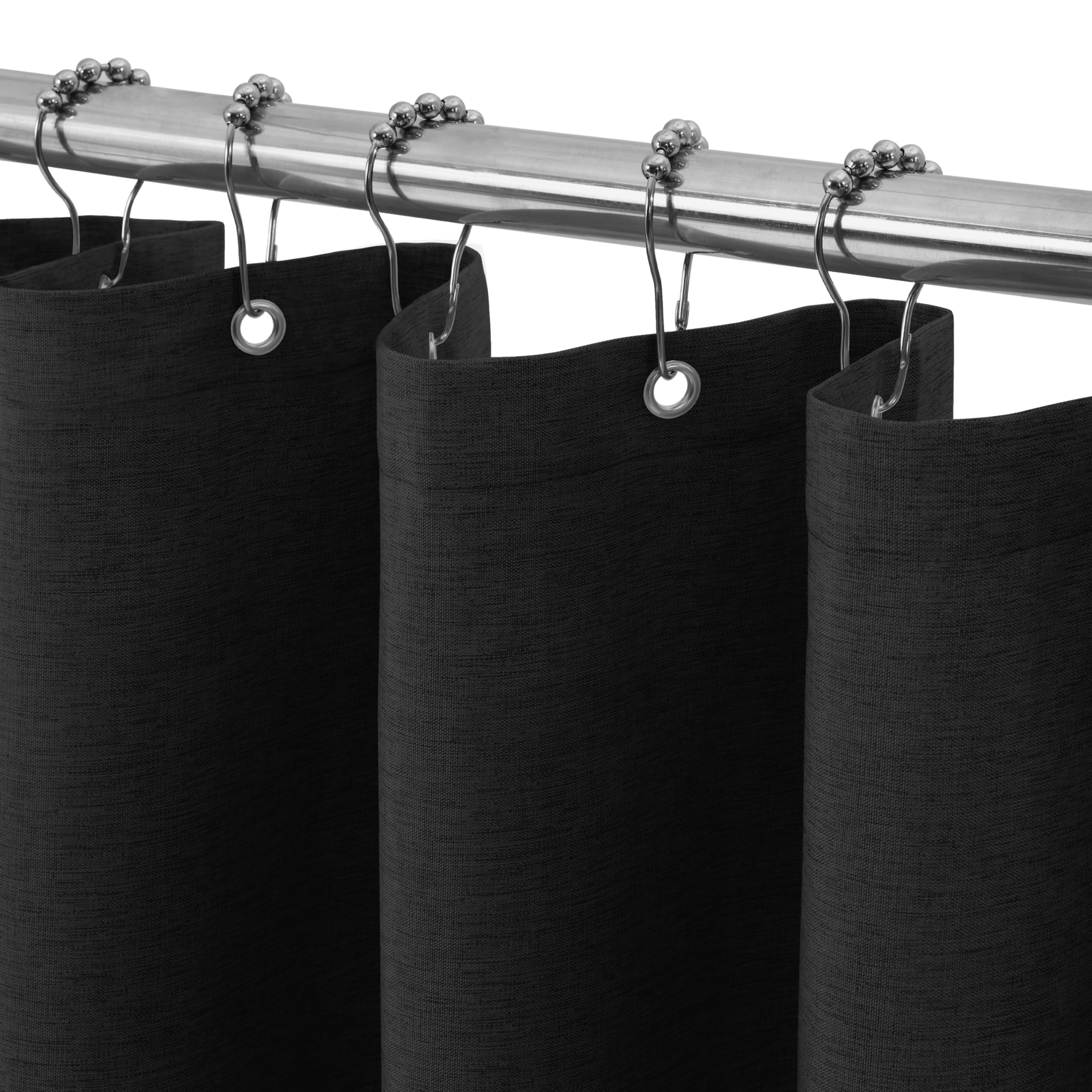 Cortina de Ducha para Baño con Ganchos de Metal Cortina de Ducha de Tela de Lino Cortina de Baño Resistente para Bañera Ducha, Impermeable - 182 x 182cm (Beige) — view 11