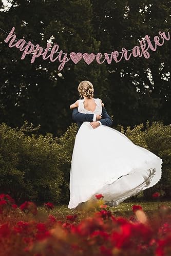 Miniatura 3 de Cartel de Happy Ever After, cartel de oro rosa con purpurina para boda, despedida de soltera, compromiso, decoración de fondo de fiesta de