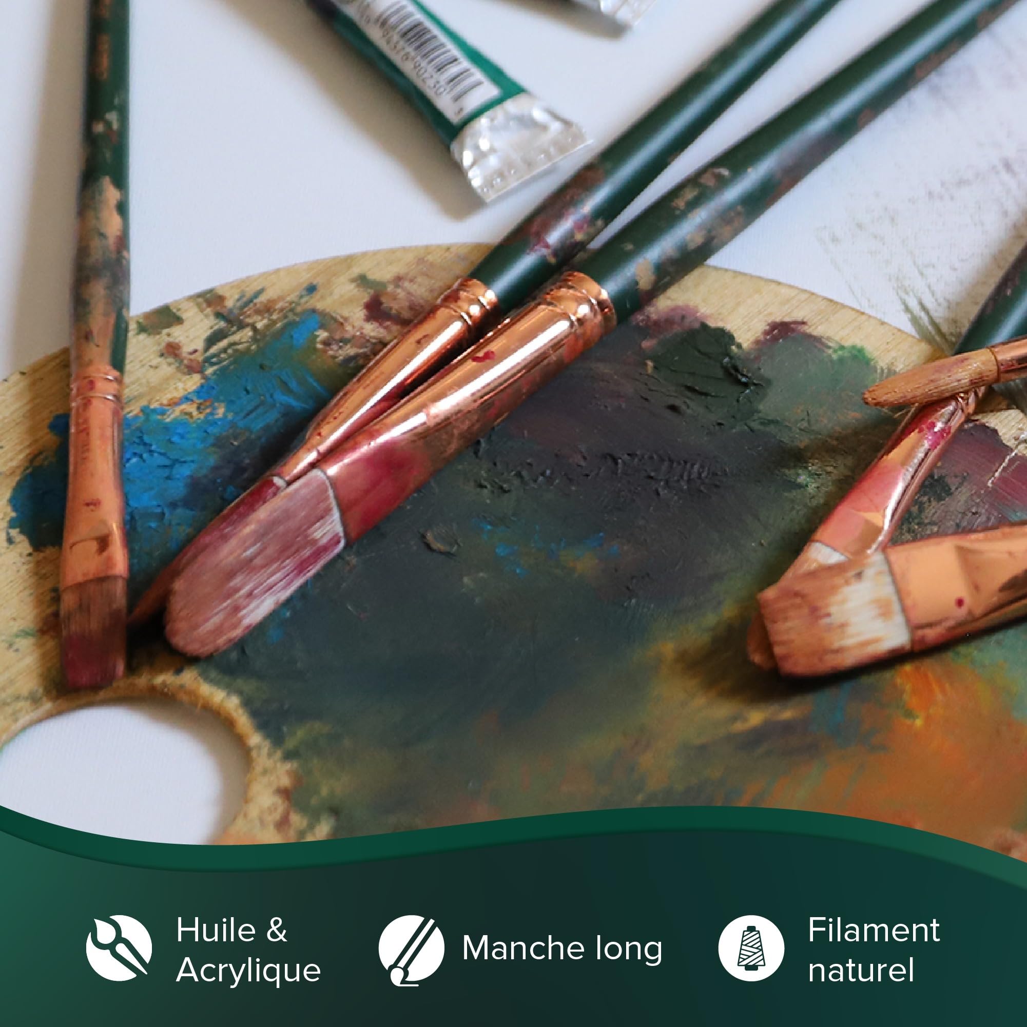 Silver Brush Limited GP-1050 Grand Prix Lot de 5 pinceaux ronds plats et brillants Filbert Taille 4 Manche long