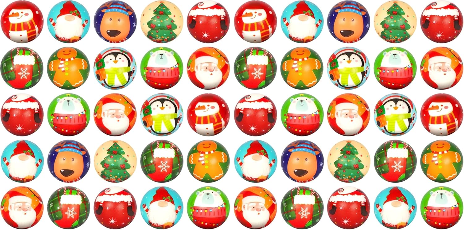 LovesTown 25PCS Christmas Stress Balls, Squeeze Toys Sensory Fidget Toys Stocking Stuffers Kids Goodie Bag Fillers (Pack of 2)
