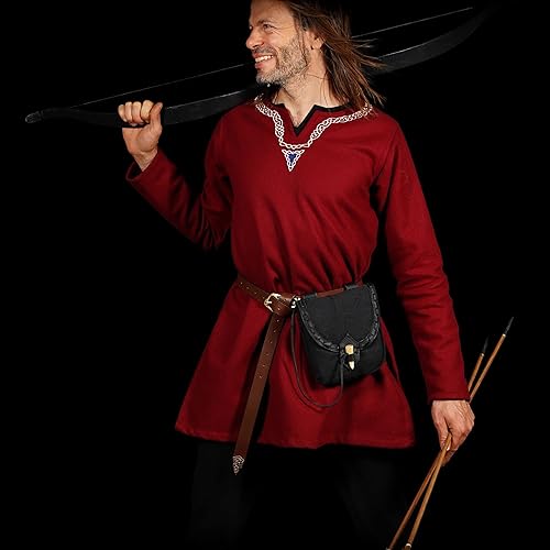 Miniatura 2 de Mythrojan Bolsa para cinturón, accesorios para disfraz renacentista, LARP, bolsa de cintura, monedero, color negro