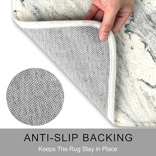 Miniatura 3 de HAOCOO Tapete de baño de terciopelo de mármol gris de 18 x 25 pulgadas, antideslizante, moderno, suave, de lujo, lavable a máquina, alfombra de baño