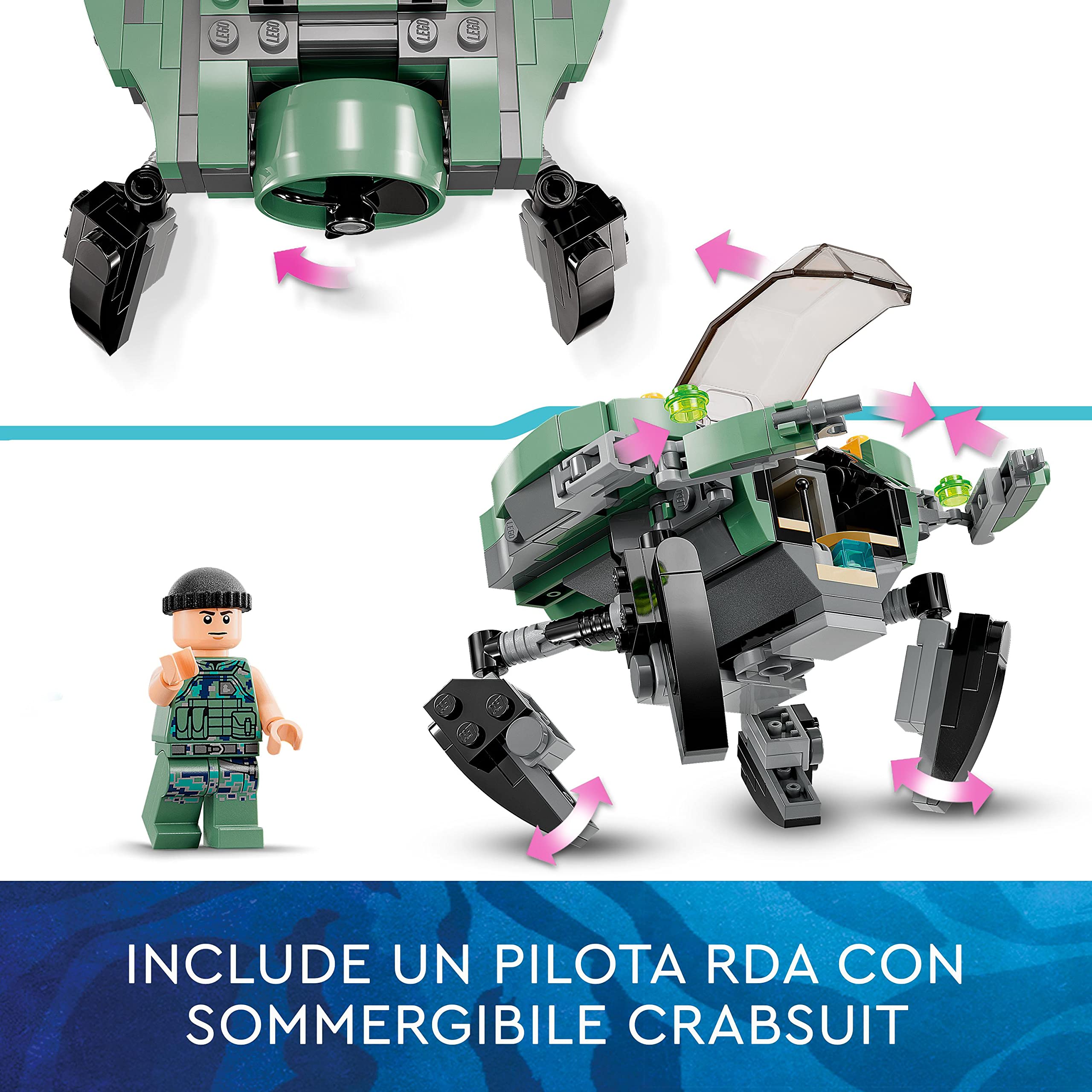 LEGO Avatar Tulkun Payakan e Crabsuit, Sottomarino e Animale Giocattolo di Pandora Simile alla Balena dal Film La Via dell'Acqua, Giochi d'Avventura per Bambini e Bambine da 10 Anni, Idea Regalo 75579