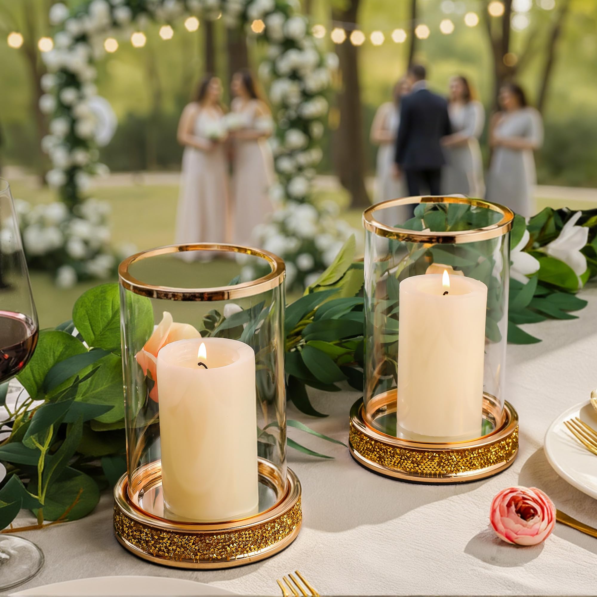 Pillar Candle Holder with Tempered Glass Panels, Hurricane Candle Stand for centerpiece crystal decoration for table wedding - Image 3