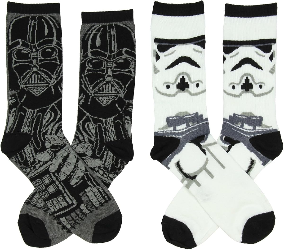 Hyp Star Wars Darth Vader/Stormtrooper Men's Casual Crew Socks 2 Pair Pack Shoe Size 6-12