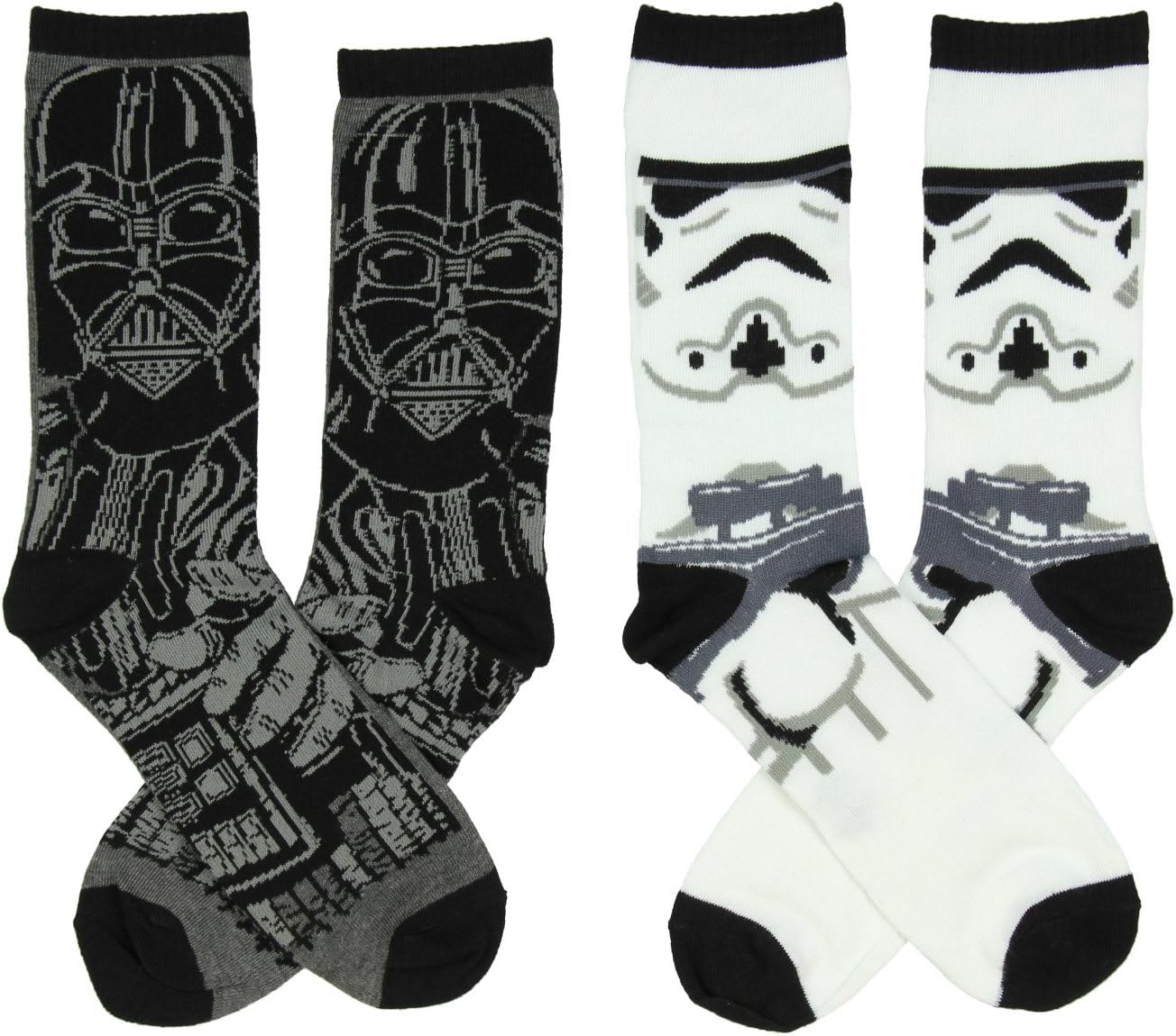 Star Wars Darth Vader/Stormtrooper Men's Casual Crew Socks 2 Pair Pack Shoe Size 6-12