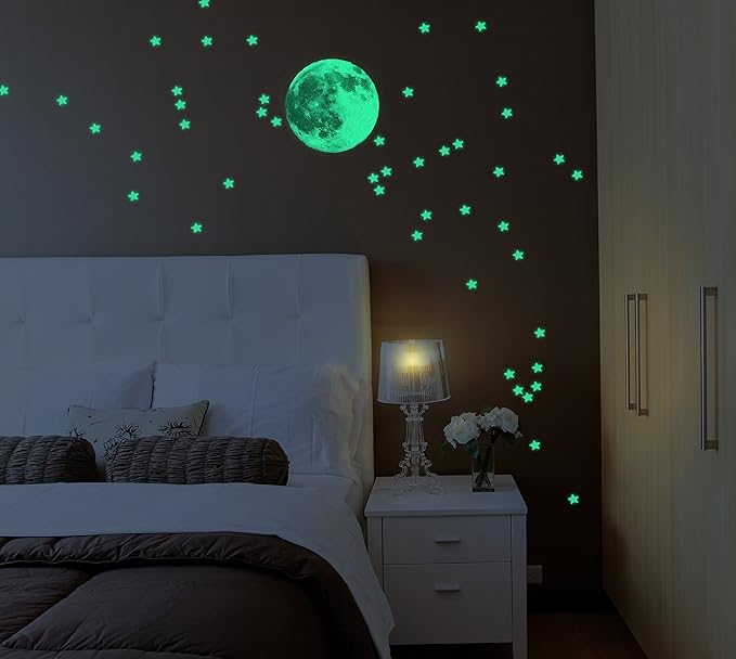 Wallnut Glow in the Dark Star and Moon Wall Stickers Decal