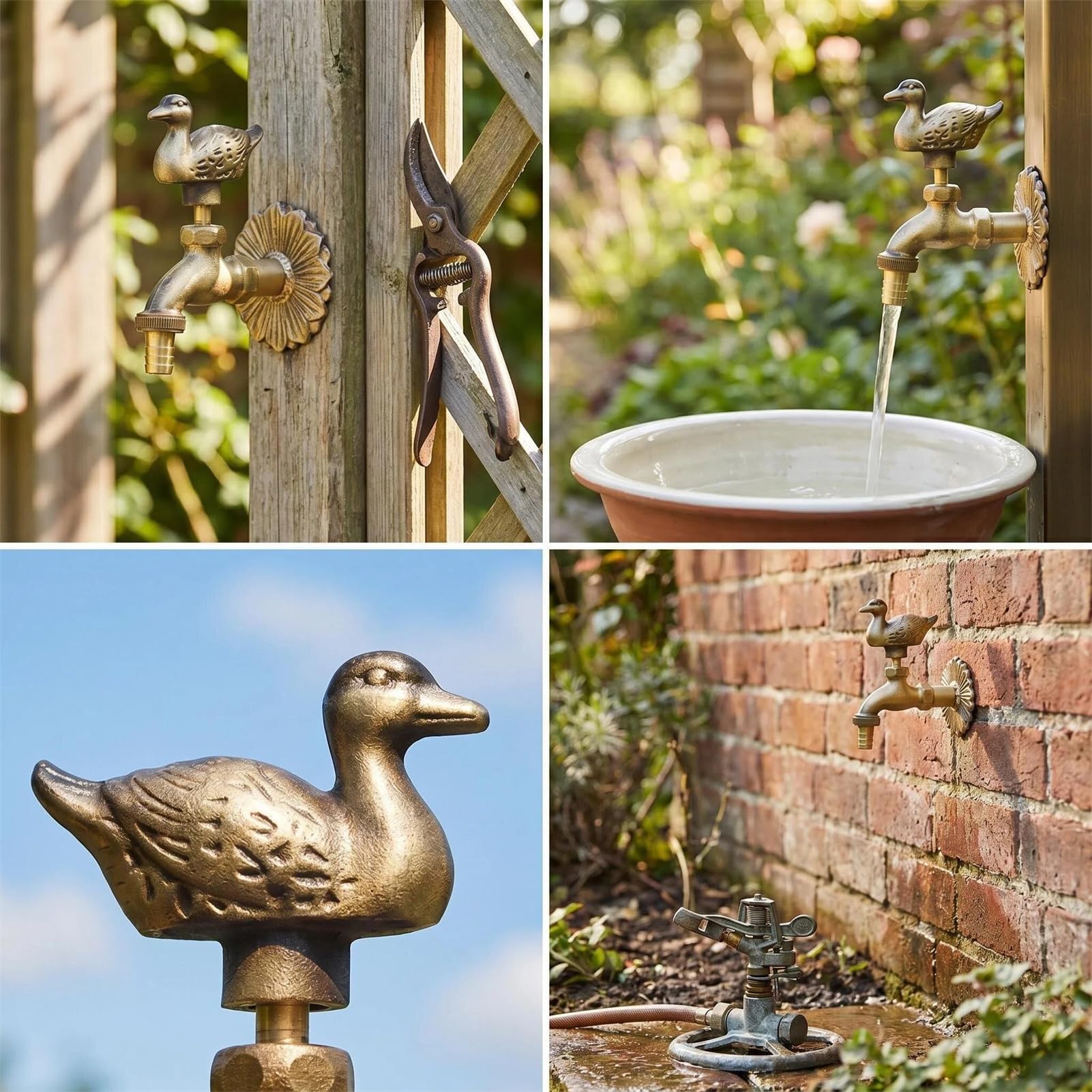 Freistehende Garten-Wassersäule (ohne Wasserhahn) oder Frostsicherer Messing-Außenwasserhahn, Edelstahl/Messing Vertikaler Gartenhydrant mit Schlauchhalter (Tap J)