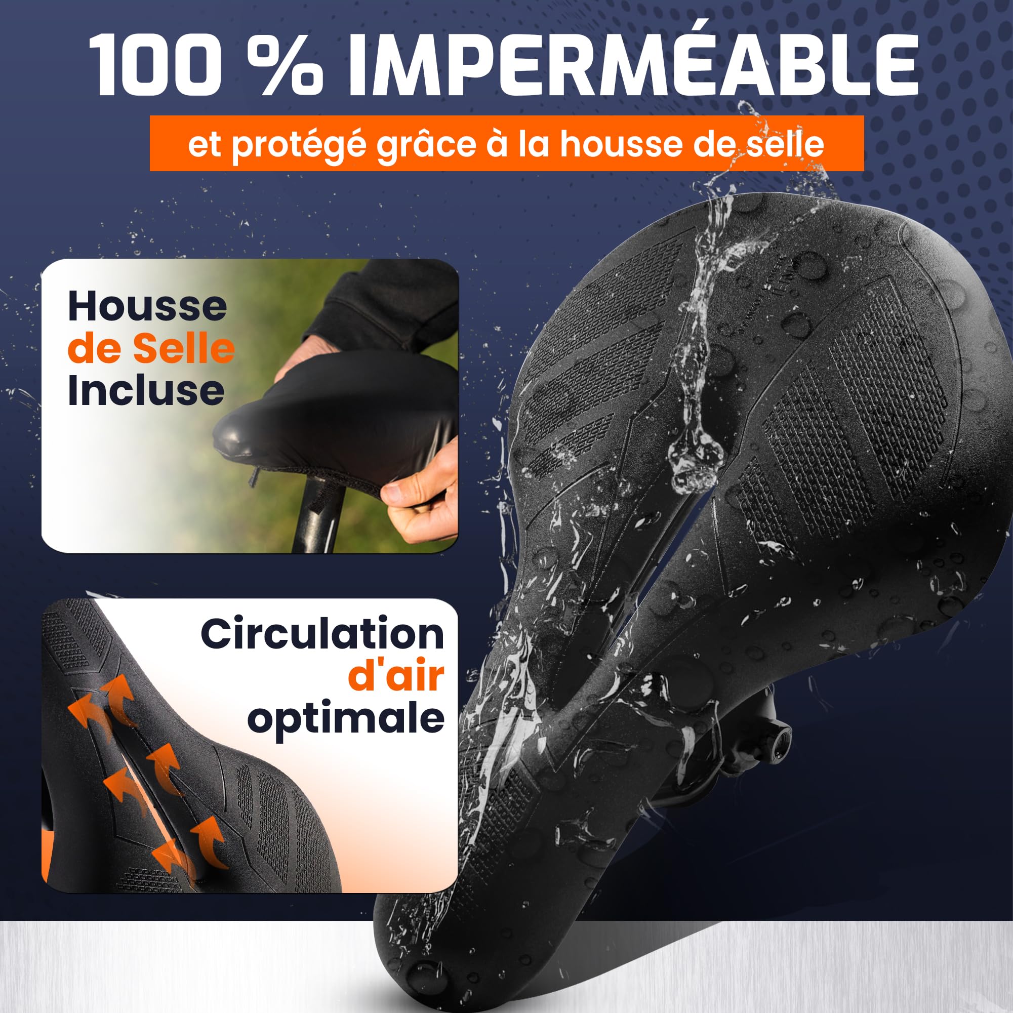 Selle de Vélo Ultra Confortable – Selle Ergonomique pour Homme et Femme – Mousse Mémoire de Forme, Étanche & Respirante – Siège de Vélo Confort pour VTT, Vélo de Ville