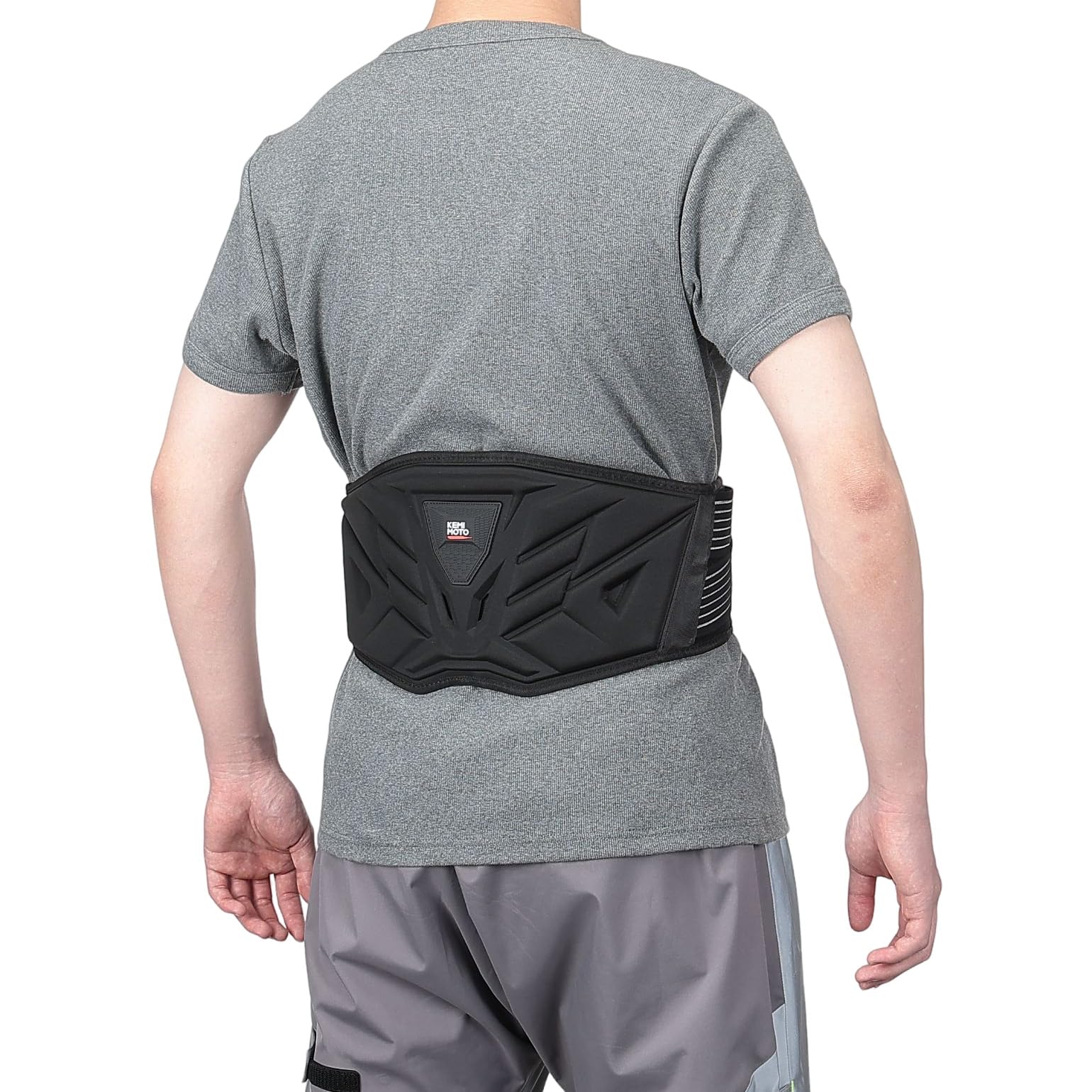 KEMIMOTO Fascia Lombare Moto Unisex, Supporto Lombare Elastica con Guscio Rigido in EVA, Cintura Lombare Traspirante Regolabile per Motociclismo, Ciclismo