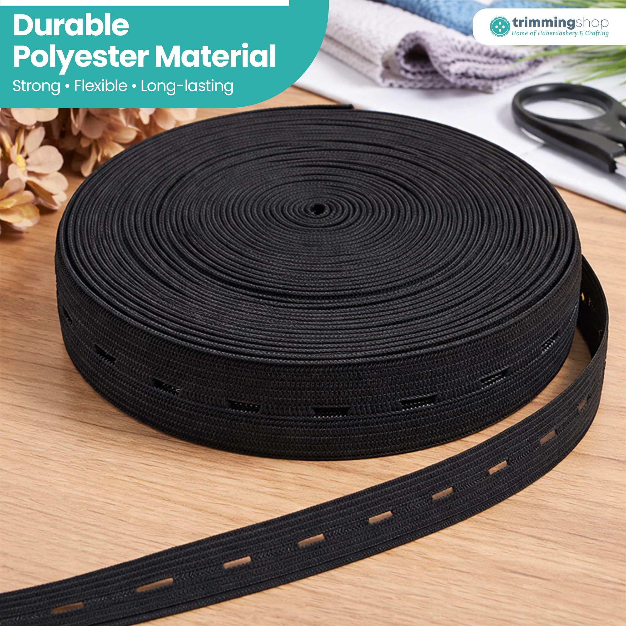 Trimming Shop Strechable 20 MM Knoopsgat Elastische Flatback Naaien Elastische Band met Gaten voor Broek Taillebanden Zwangerschapskleding Rokken Shorts Broek Taille Naaien, 1 meter, Wit Trimming Shop Strechable 20 MM Knoopsgat Elastische Flatback Naaien Elastische Band met Gaten voor Broek Taillebanden Zwangerschapskleding Rokken Shorts Broek Taille Naaien, 1 meter, Wit