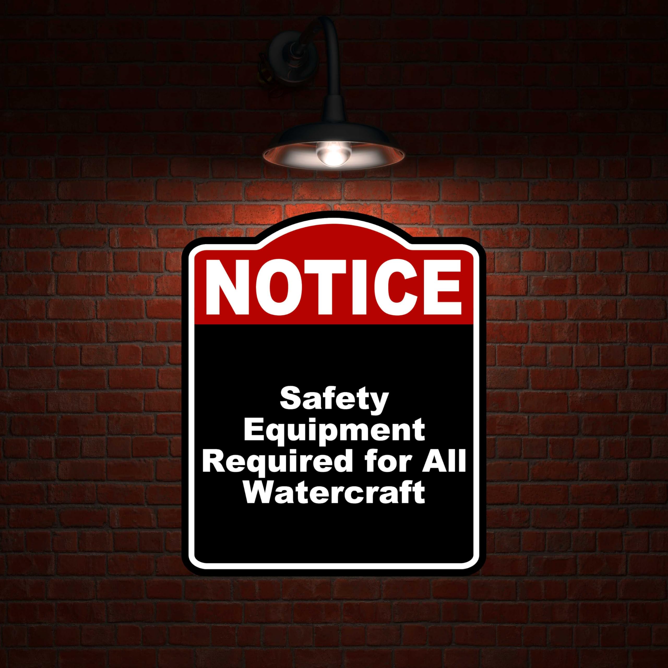 Safety Equipment Required for All Watercraft Notice Red Black Aluminum Composite Sign 20 x 24 inches