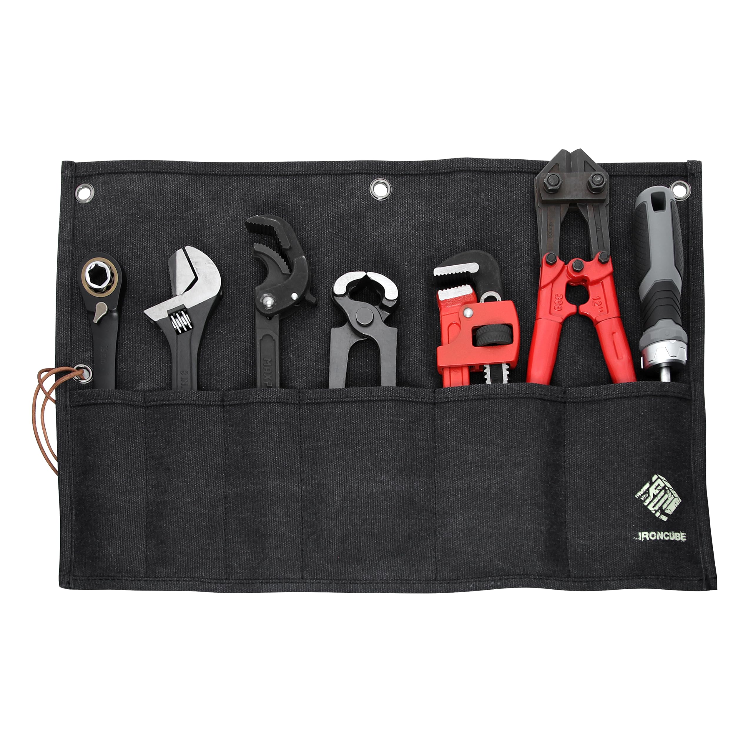 IRONCUBE Tool Roll Tool Pouch, 6 Pocket Tool Storage Bag, Storage for Hand Tools, Gardening Tools, and Woodworking Tools.