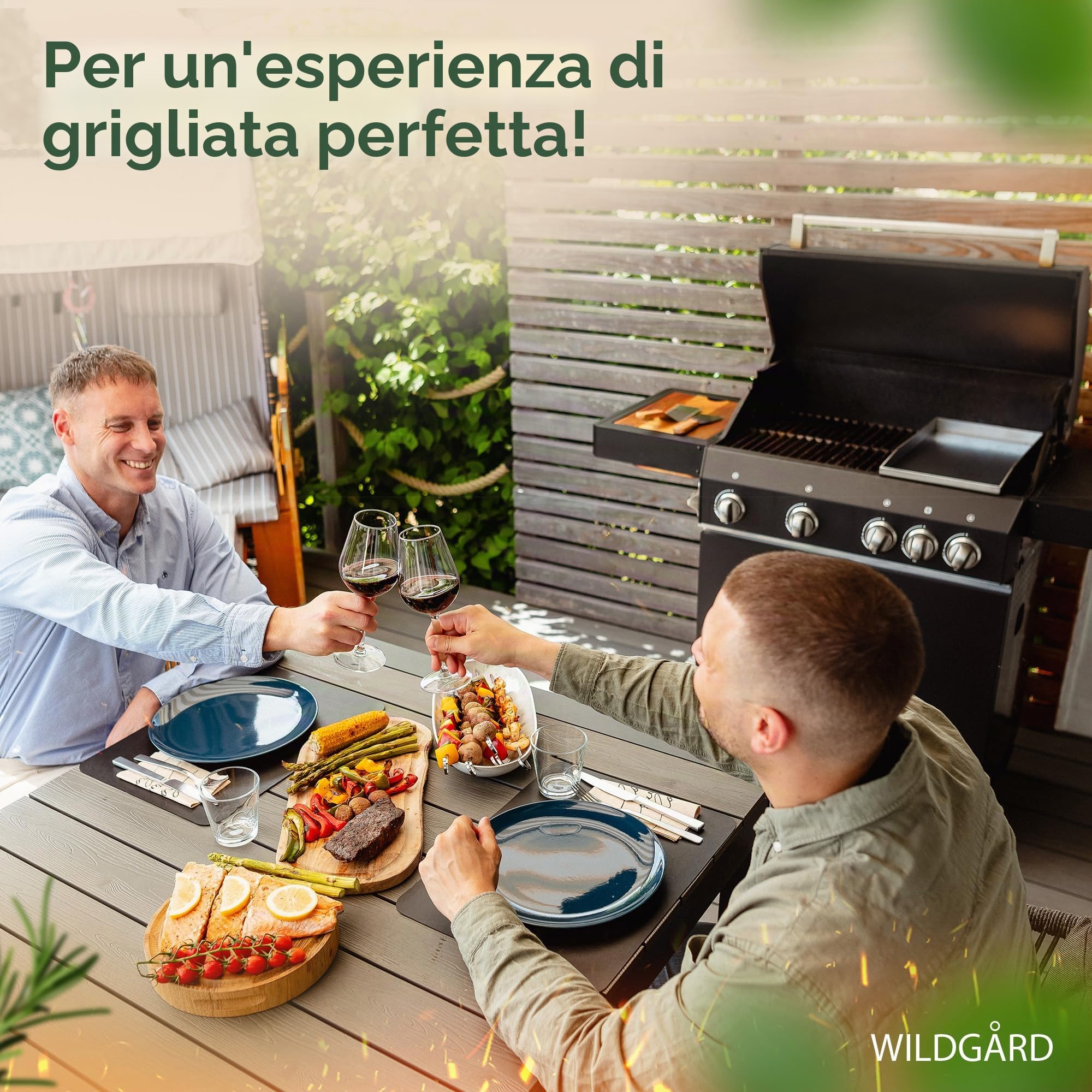piastra per grigliare plancha in acciaio spesso e inossidabile - 40 x 30 cm - adatta per barbecue a gas e carbonella + 2x spatola per grigliare e 5x spiedini