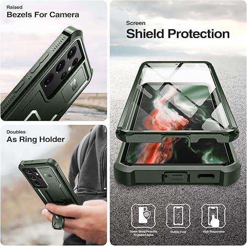Miniatura 7 de Dexnor Funda para Samsung Galaxy S21 Ultra, Protector de pantalla y soporte integrados Protección de grado militar resistente a prueba de golpes