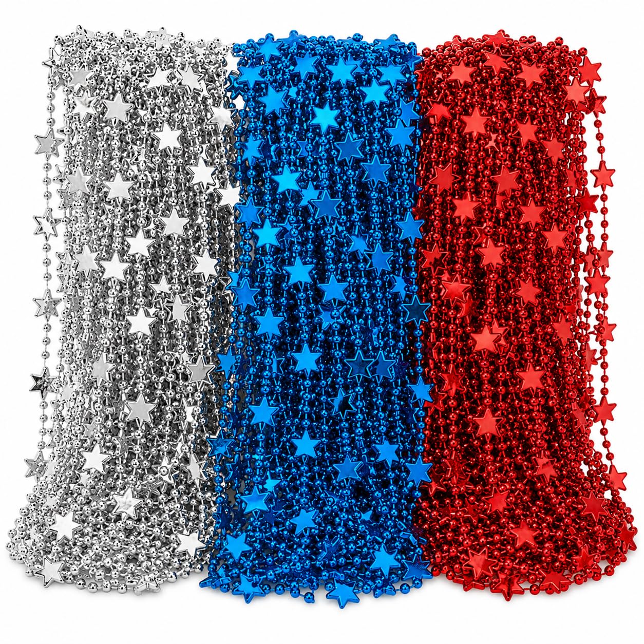 4E's Novelty 72 Patriotic Beads Necklaces
