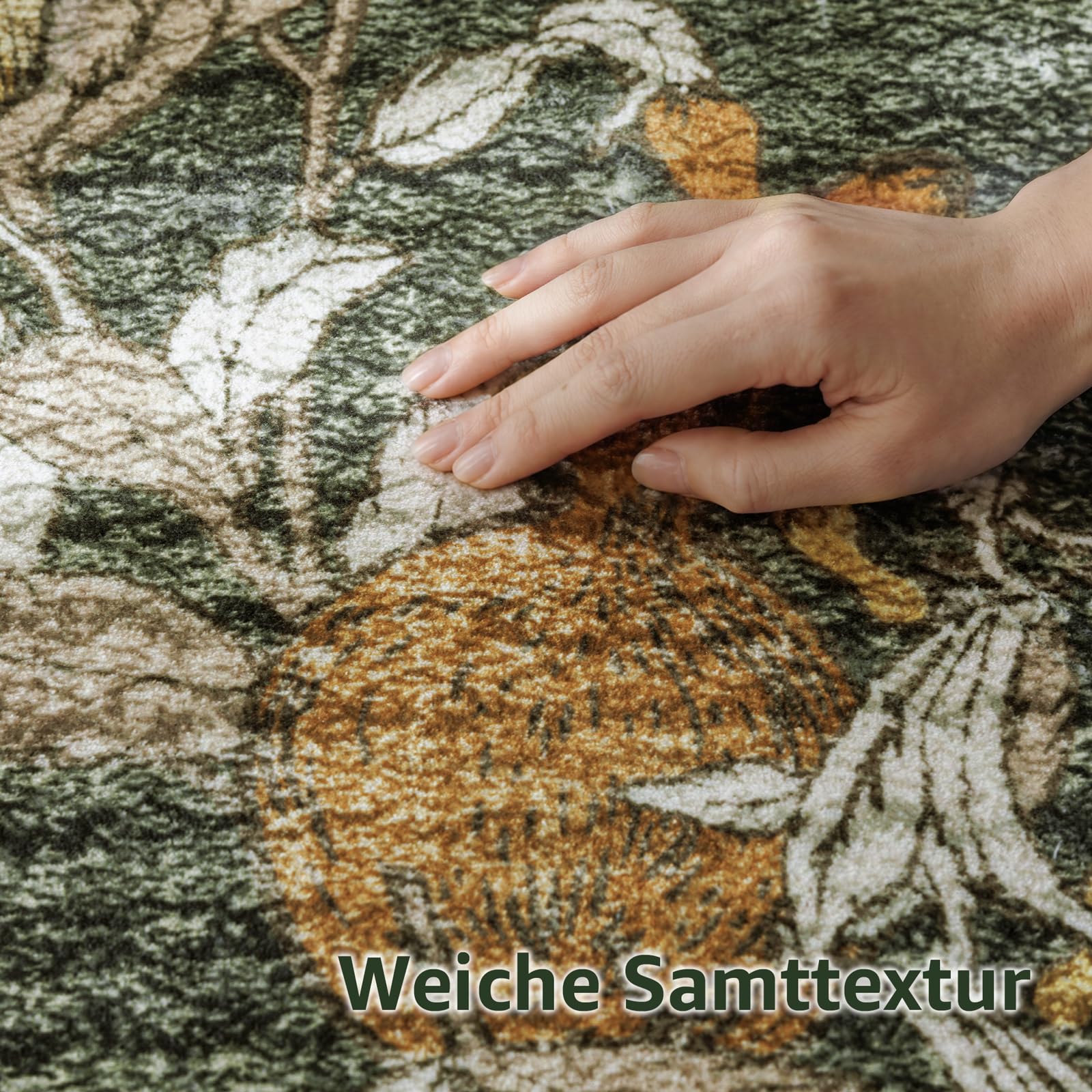 TOPICK Tapis de Chambre Moelleux à Poils Courts 120x160 Vert et Orangé | Antidérapant, Lavable en Machine, Fin, Pliable et Résistant, Facile à Entretenir, pour Salon et Chambre