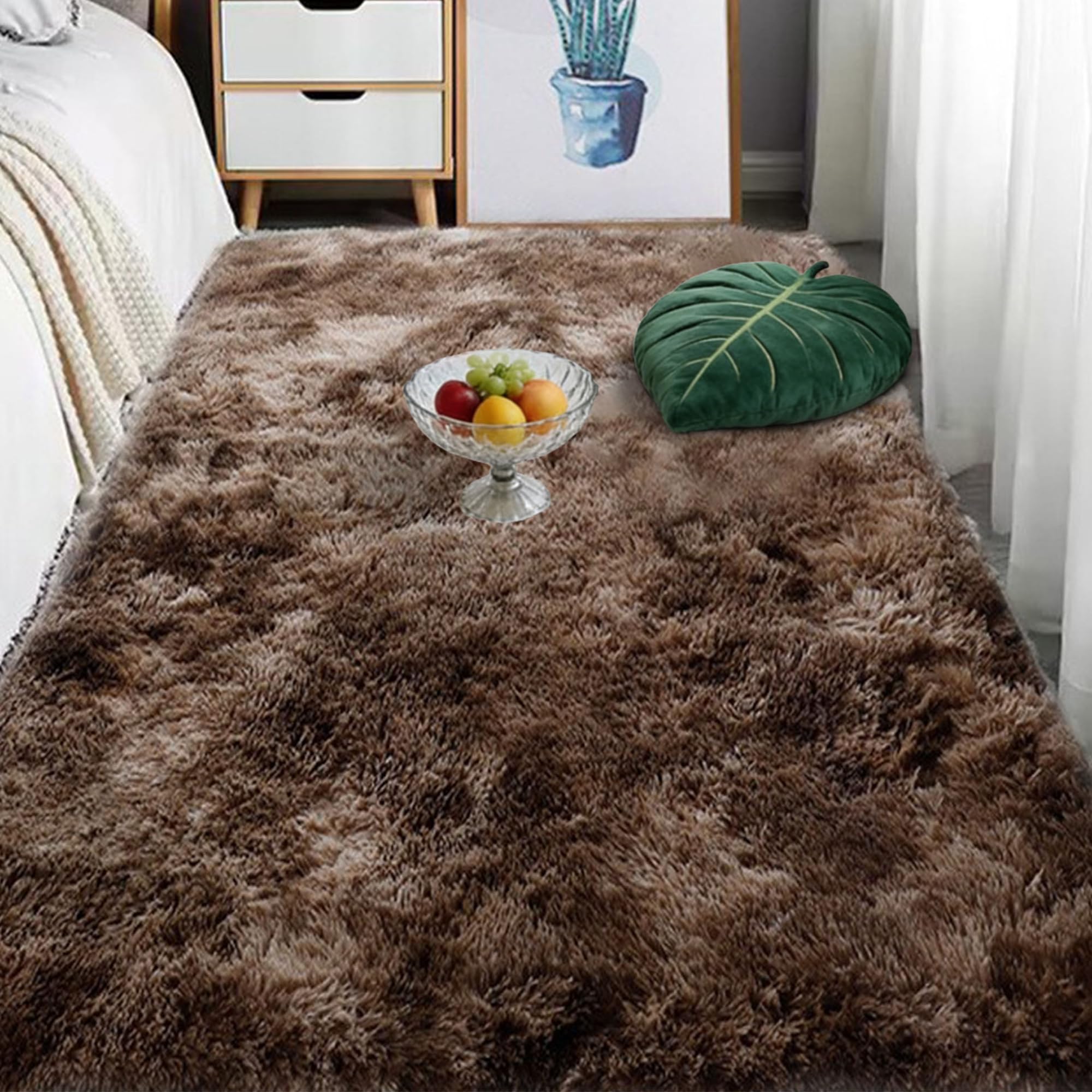 Miękki Dywan 170 x 230 cm Miękka Mata Dywanowa Puszysty Dywan Dla Dzieci Przyjemne, Miękkie, Do Salonu, Puszysty, Jako Przy Łóżku, Outdoorowy, brązowy