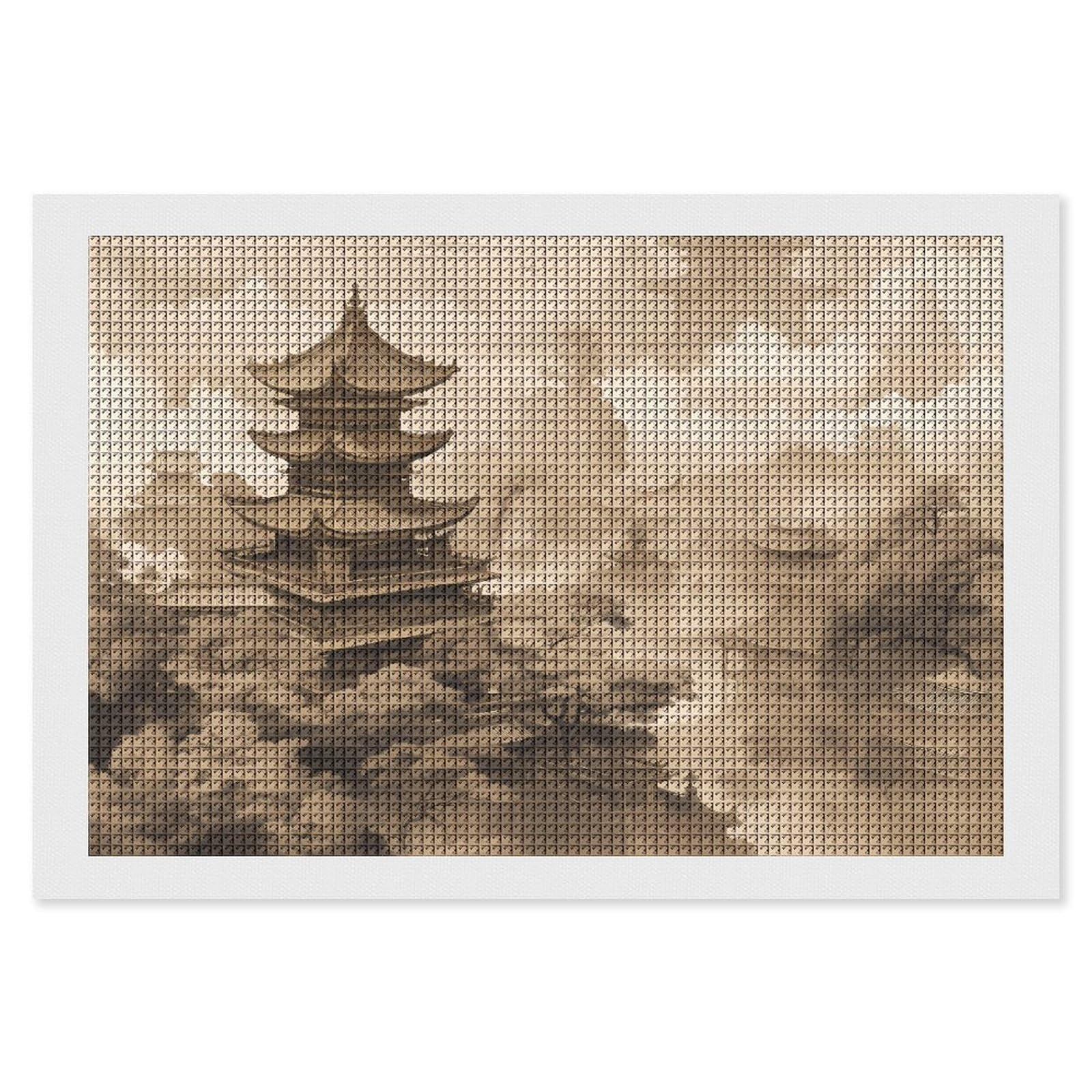 NONHAI Diamond Painting Kits for Adults - DIY Diamond Art Kits for Beginners - Full 5D Paint Drill Diamond Dots Paintings- Ancient Architecture Diamonds Pictures Gem Art and Craft Wall Decor 8"x12"