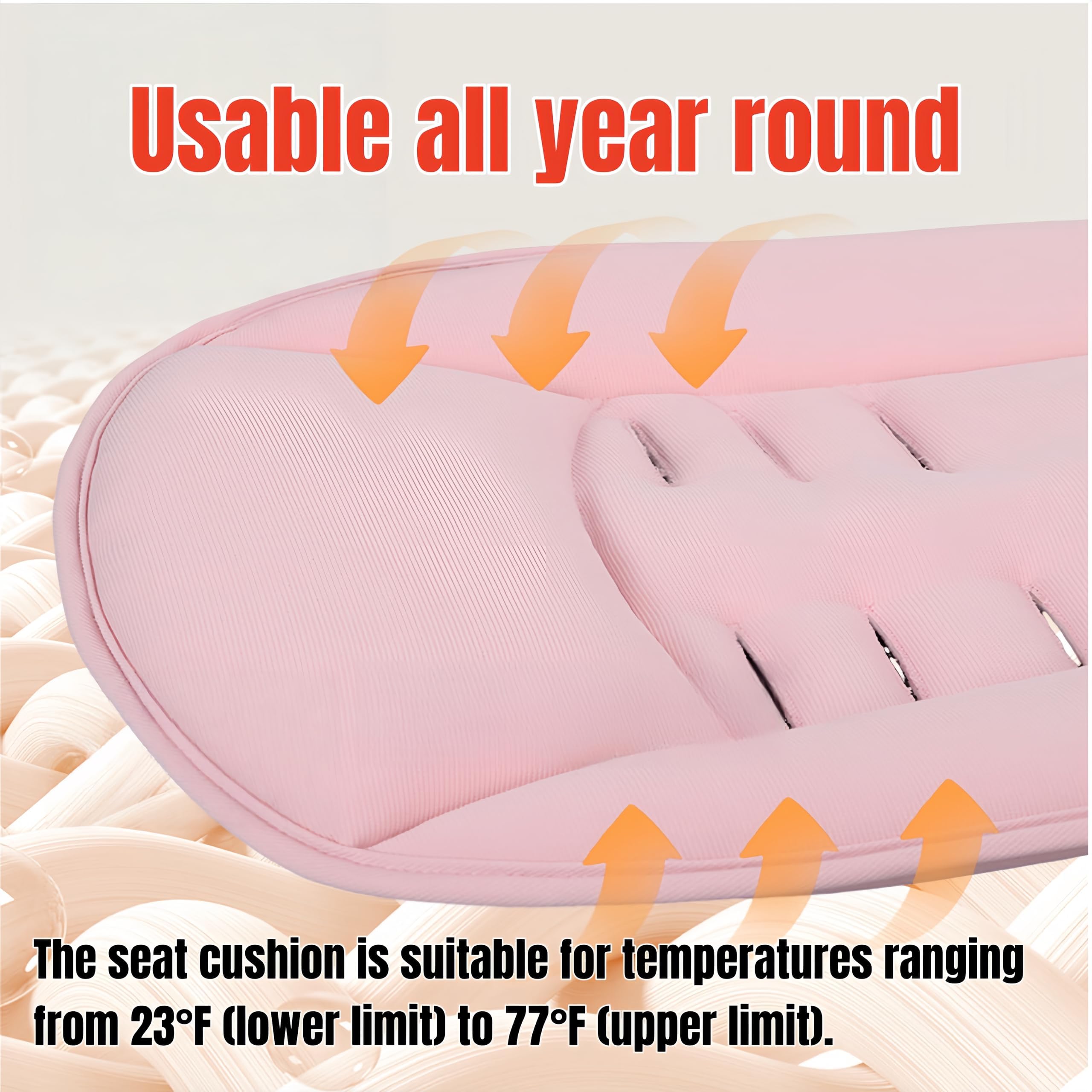 Buggy Sitzauflage aus Baumwolle, beidseitig verwendbar, universal für 99% Kinderwagen Modelle, atmungsaktiv & maschinenwaschbar, mit Rückenstütze (Pink)