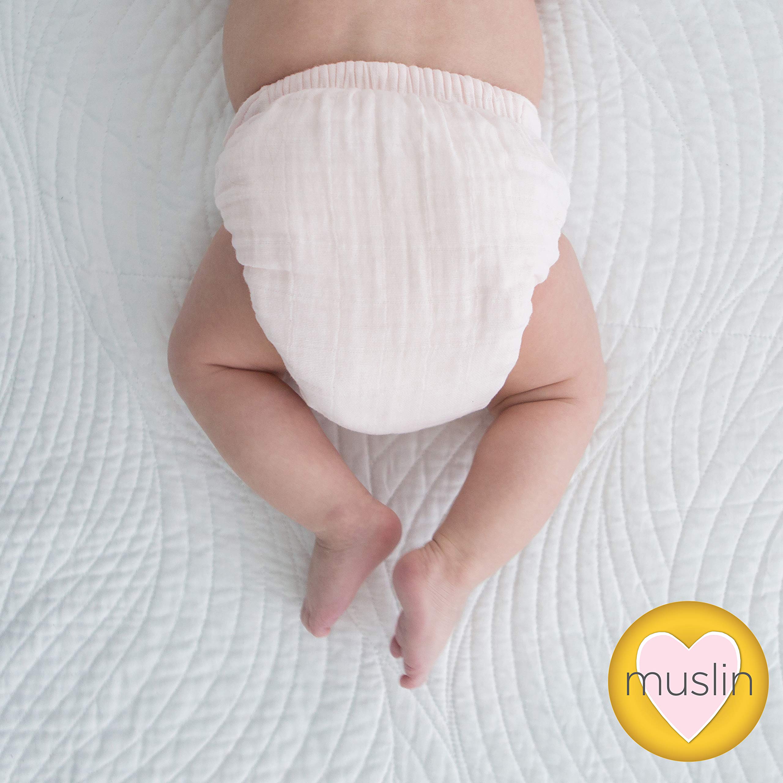 Amazing BabyCotton Muslin SmartNappy, NextGen Hybrid Cloth Diaper Cover + 1 Tri-fold Reusable Insert + 1 Reusable Booster, Soft Pink, Size 3, 12-25 lbs