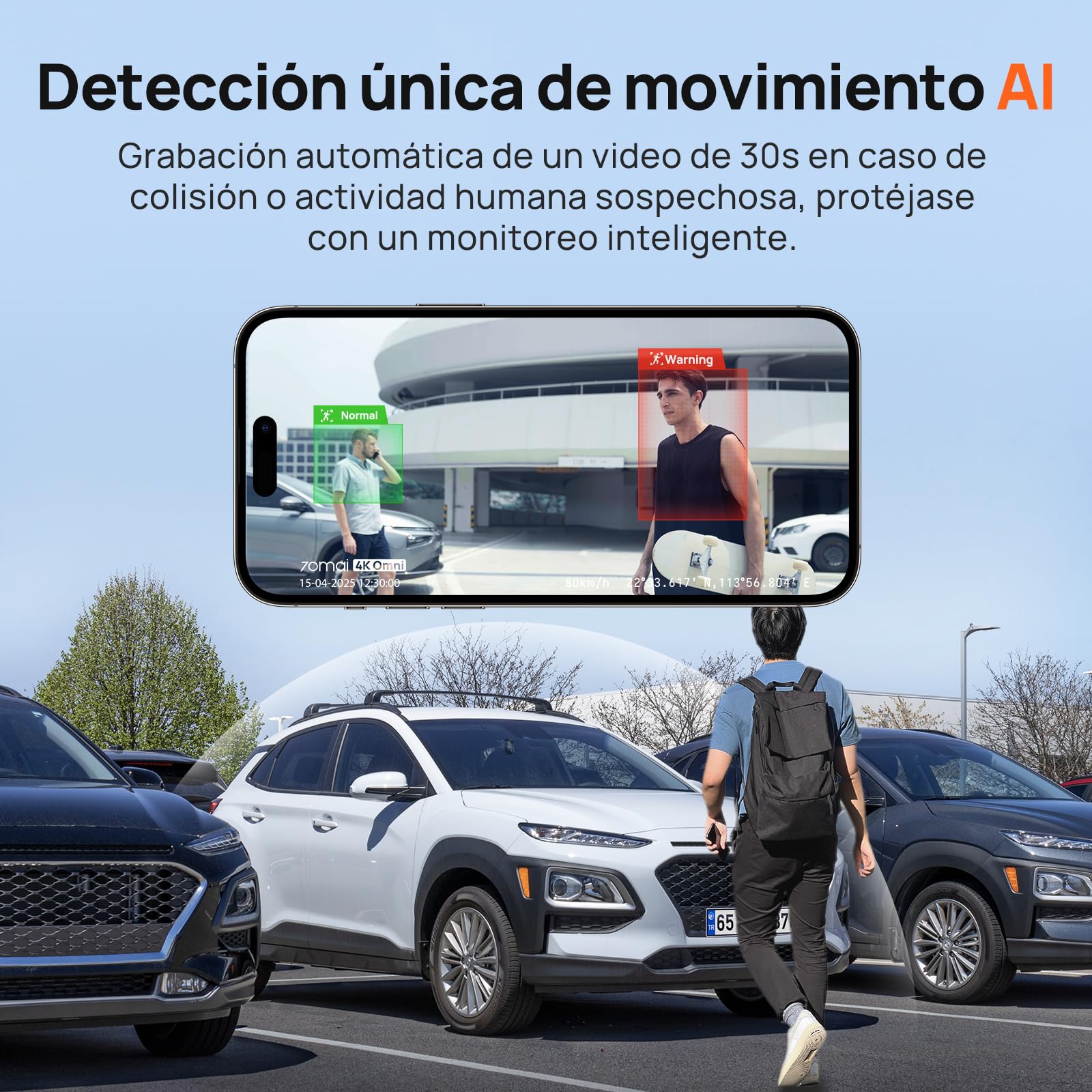 70mai Dashcam 4K Omni Câmara de Carro, Cámara de Coche (Delantera + Trasera), 4K Ultra HD + 1080P Rotación 360°, Starvis2, Detección de Movimiento, Visión Nocturna, WiFi 6, 24H Parking Mode