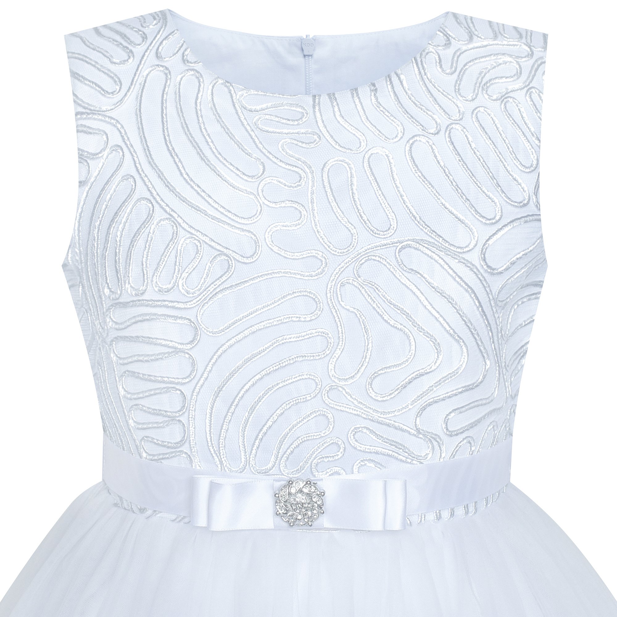 Sunny Fashion Flower Girls Dress Blue Belted Wedding Party Bridesmaid Size 4-12 — view 2