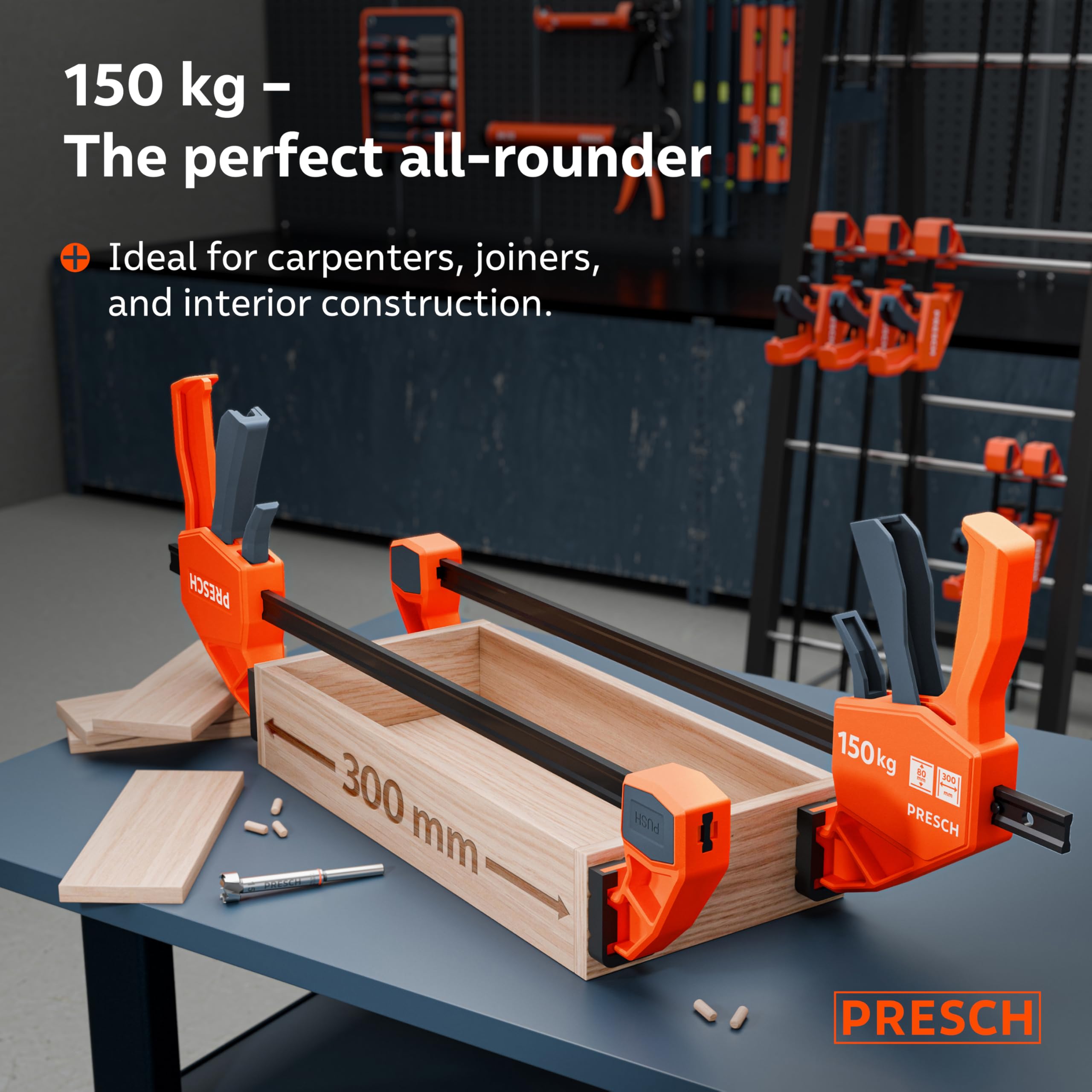 Presch Clamp 300mm, Wood Clamp with 150 kg Clamping Force for immediate Fixing - Image 2