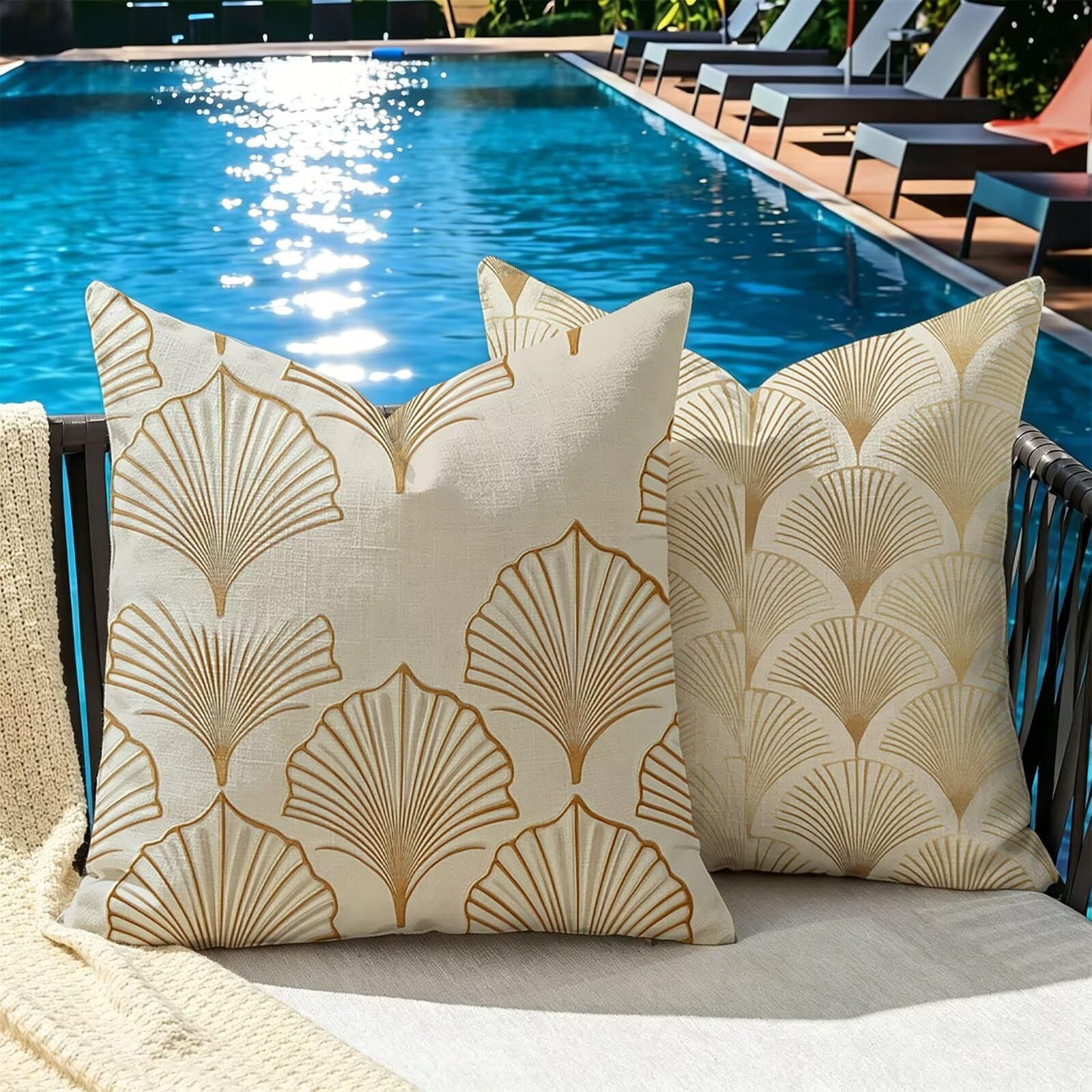 Kissenbezug 75x75cm 2er Set Outdoor Kissen nordisch Retro-2 Samt