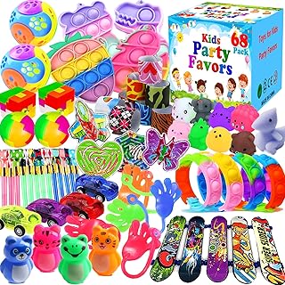 68 Pcs Party Favors for Kids, Pop Fidget Treasure Box Toys for Classroom, Prizes for Kids Classroom, Goodie Bag Stuffers, Pinata Stuffers Filler, Carnival Prizes Birthday Return Gifts for Kids 4-8-12