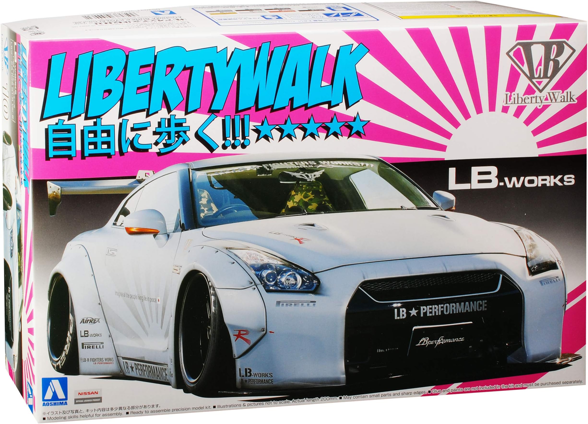 AOSHIMA Nissan Skyline R35 GT-R LB-Works Liberty Walk Weiss 54031 Nr 10 Kit Bausatz 1/24 Modell Auto
