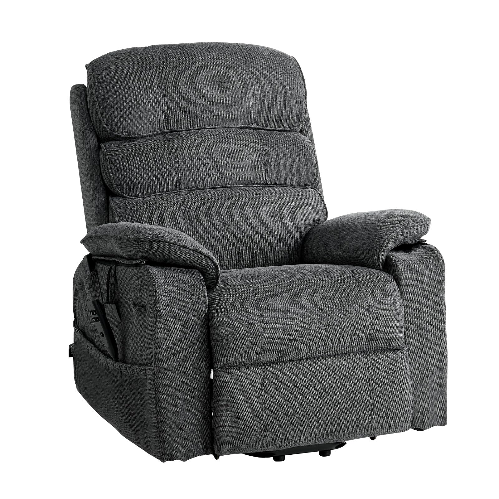 VEVOR Fernsehsessel Elektrisch, Relaxsessel mit Aufstehhilfe, Wärme- & Massagefunktion, Seniorensessel Stufenlose Verstellung, Massagesessel mit Chenille-Bezug & Fernbedienung, Dunkelgrau