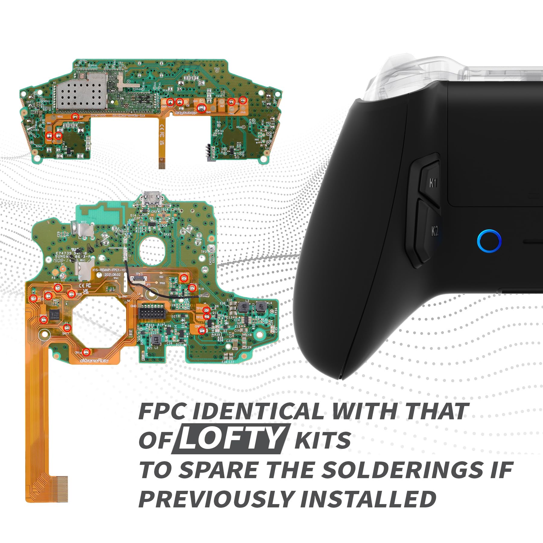 eXtremeRate VICTOR S Remap Kit per Xbox One S X Controller,6 Profili&Cover Posteriore&Grip&4 Tasti Posteriori per Xbox One S/X Joystick Model 1708(NON Include Controller)-Nero