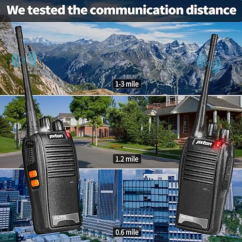 Miniatura 6 de pxton 777S Walkie talkies recargables para adultos de largo alcance con auriculares y batería de iones de litio, radios bidireccionales con alarma