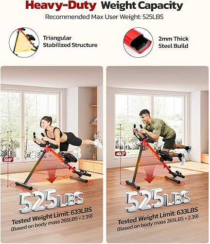 Miniatura 6 de Yoleo Máquina de abdominales multifuncional, equipo de entrenamiento de abdominales plegable, máquina de entrenamiento de abdominales para