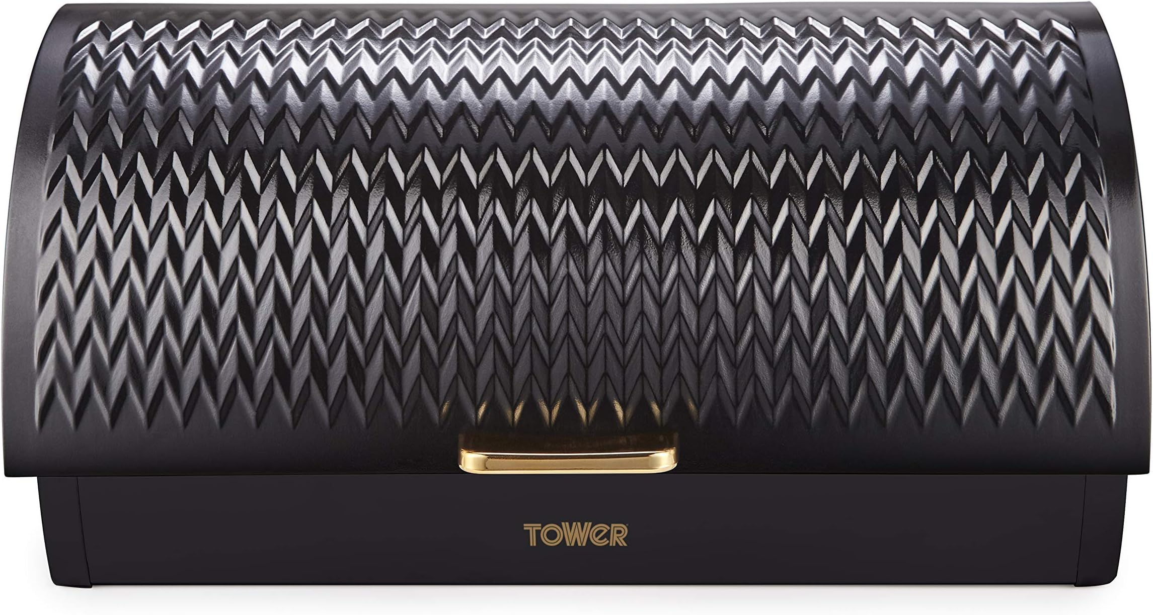 Empire Roll Top Bread Bin, Stainless Steel, Black and Brass, One Size