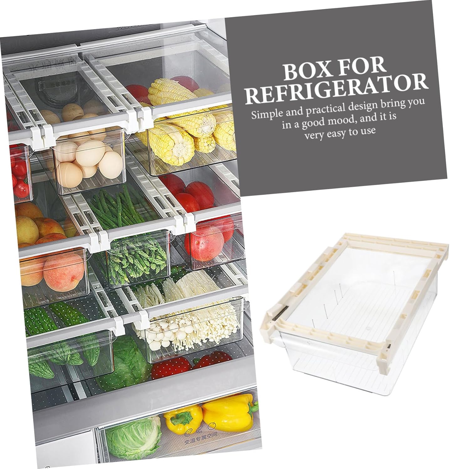 Stackable Refrigerator Organizing Box for Vegetables and Eggs Food Storage Container for Fresh Keeping for Home Hotel and Restaurant Use