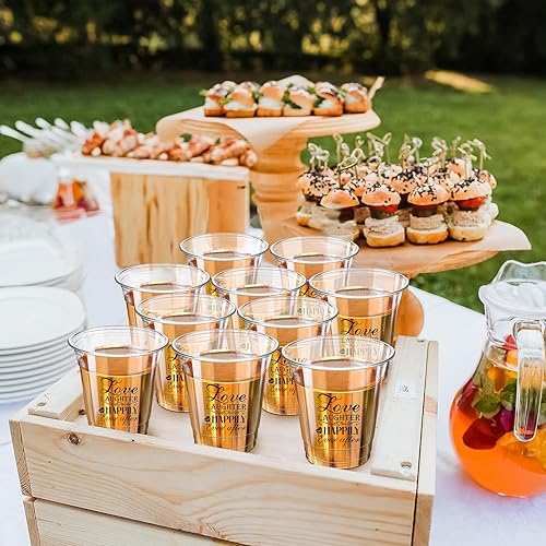 Miniatura 5 de Dandat Paquete de 200 vasos desechables de plástico para boda, 10 onzas, vasos desechables de plástico transparente para suministros de recepción,