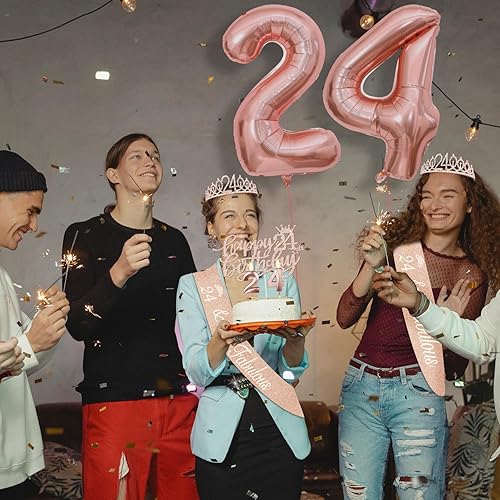 Miniatura 319 de Decoraciones de cumpleaños número 17 para niña, incluyendo tiara y banda de cumpleaños de 17, decoración para pastel y velas, globos de números