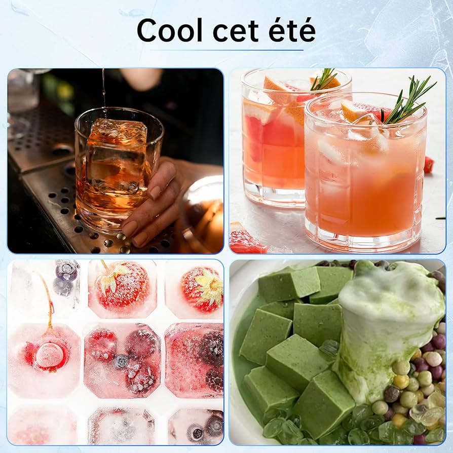 Bac à Glaçons Silicone Ankway - Lot De 2 Avec Couvercle, Glaçons Géants 5cm