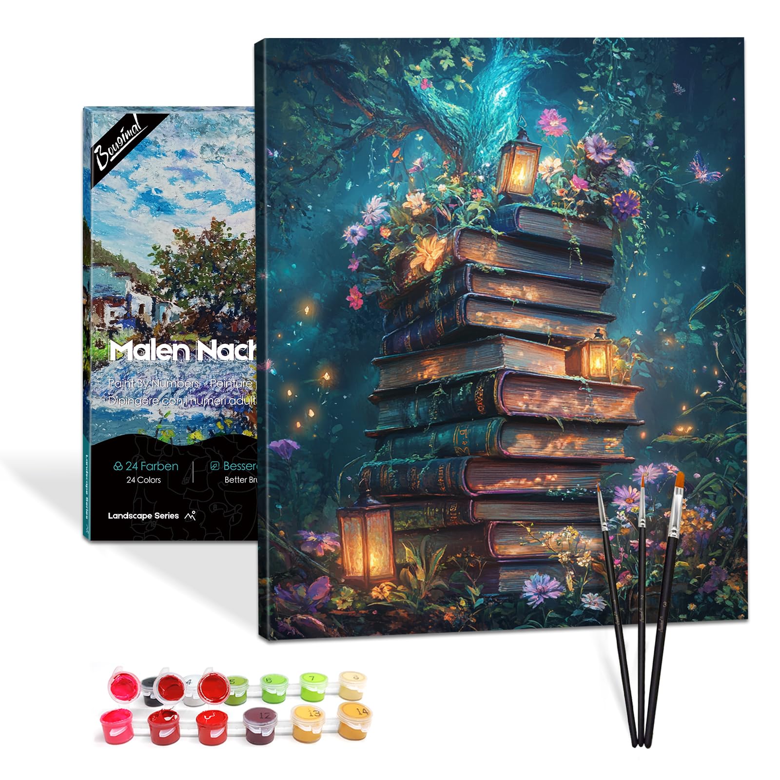 Bougimal Pintura por Números Adultos Paisaje con Pinceles y Pinturas Acrílicas - 40 x 50 cm, Sin marco, Librería 2 — view 25