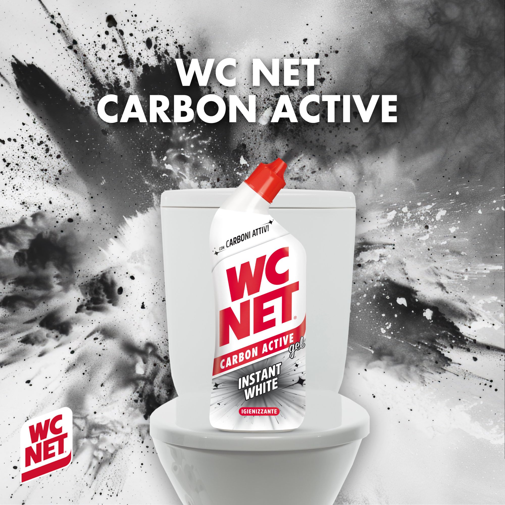 Wc Net – Carbon Active Instant White, Detergente Liquido per WC con Carboni Attivi, Prevenzione del Calcare e Igienizzante per WC, 700ml x 4 Confezioni