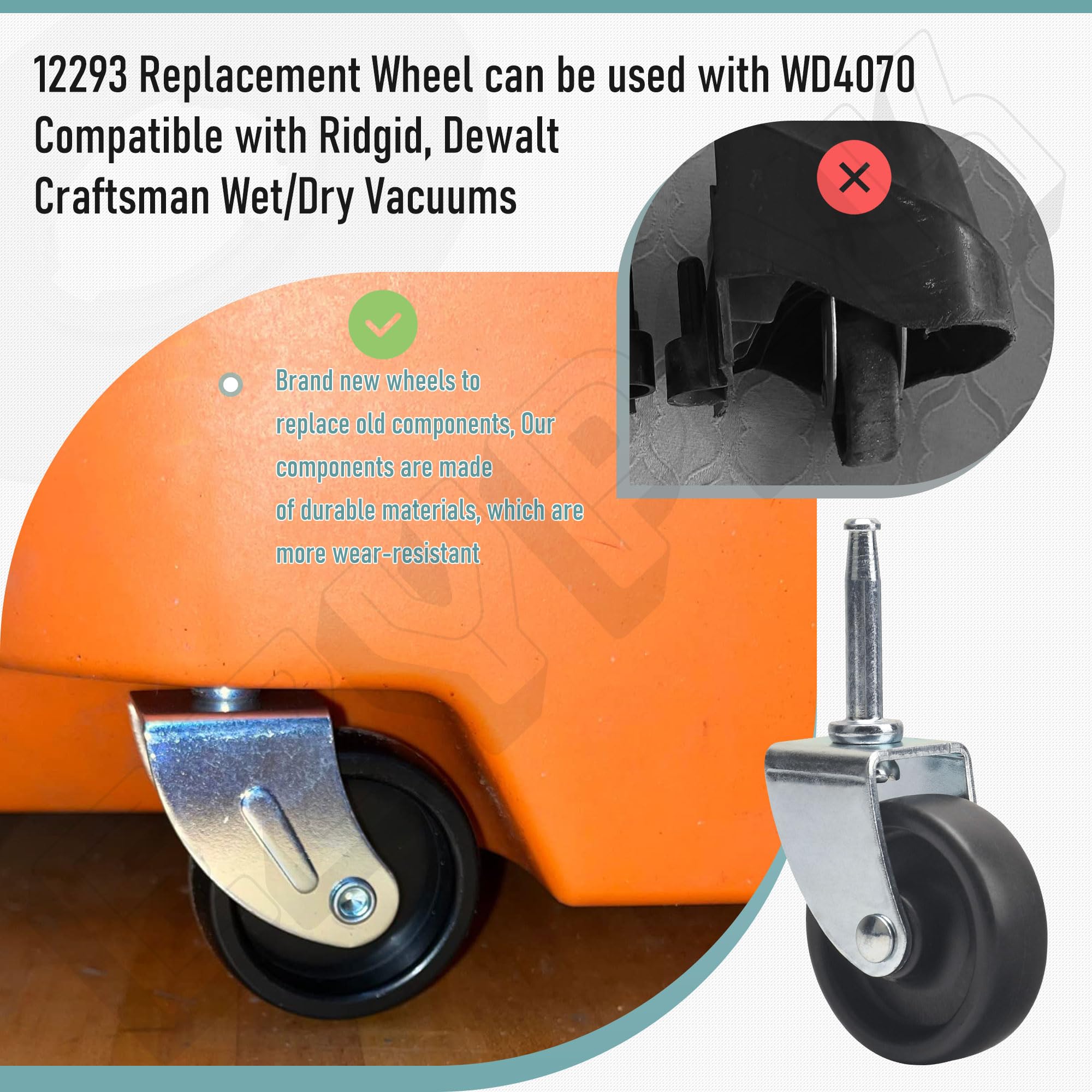 くー Amazon.com: 12293 Wet Dry Vacuum Caster Wheel - Shop Vac